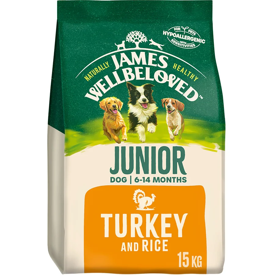 Crafted James Wellbeloved Junior Dry Dog Food Turkey Rice 15kg Fashionable