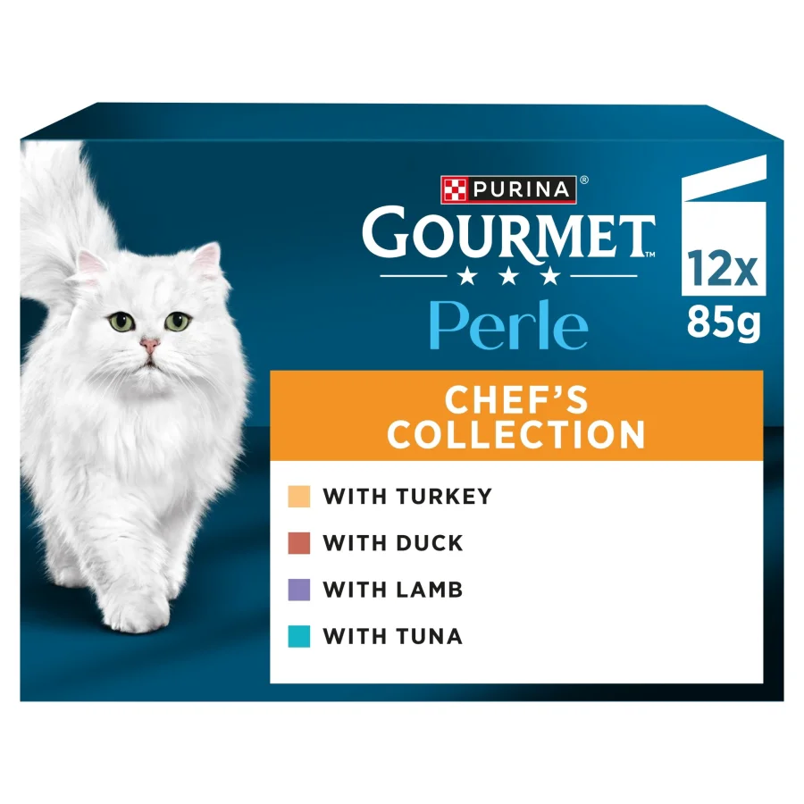 Professional Gourmet Perle Wet Adult Cat Food Chefs Collection Mixed 12x85g Natural