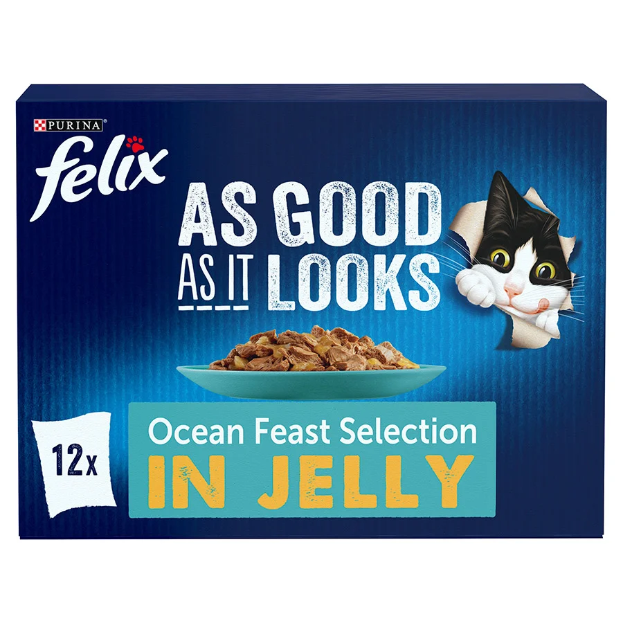 Certified Felix As Good As It Looks Adult Wet Cat Food Ocean Feasts In Jelly 12x100g Efficient