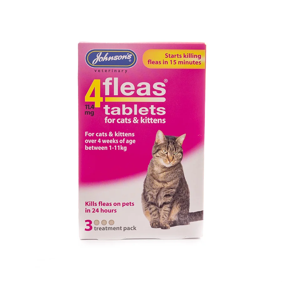Refined Johnsons 4fleas Tablets For Cats Kittens 3 Tablets Fast