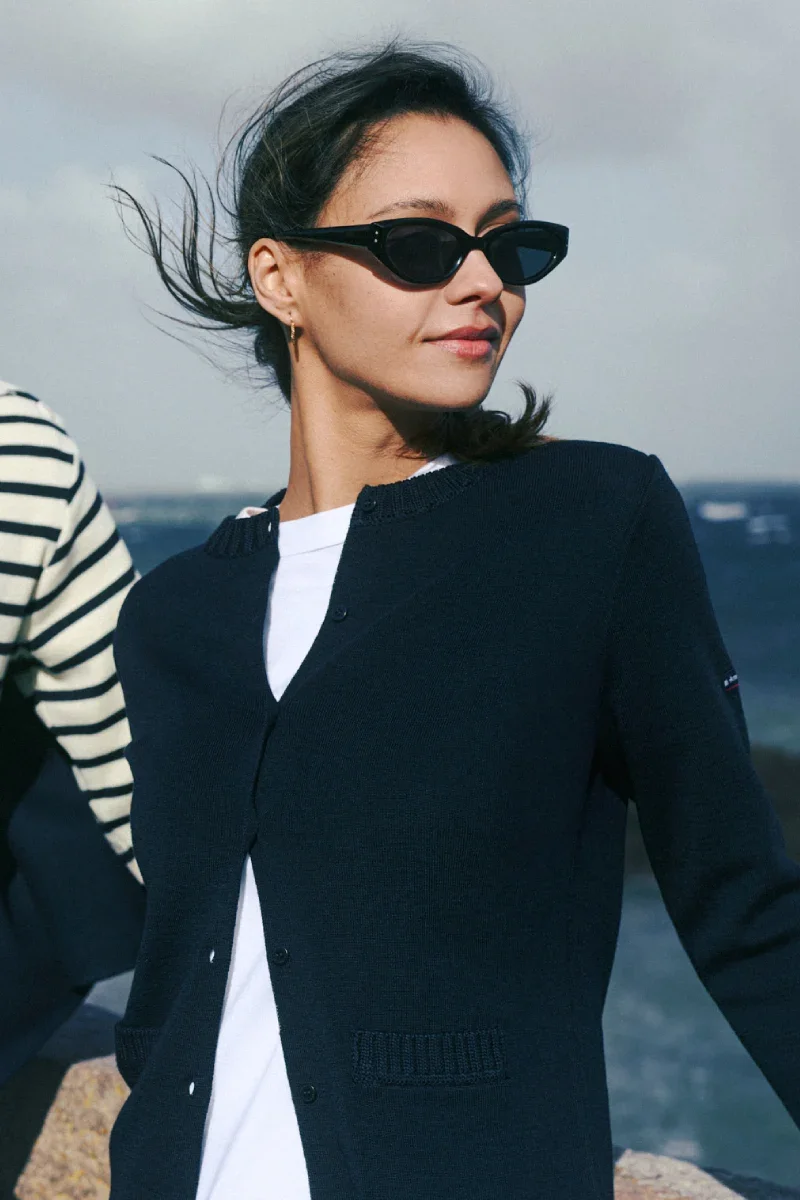 Stylish Cardigan col rond - Laine et acrylique Fashionable