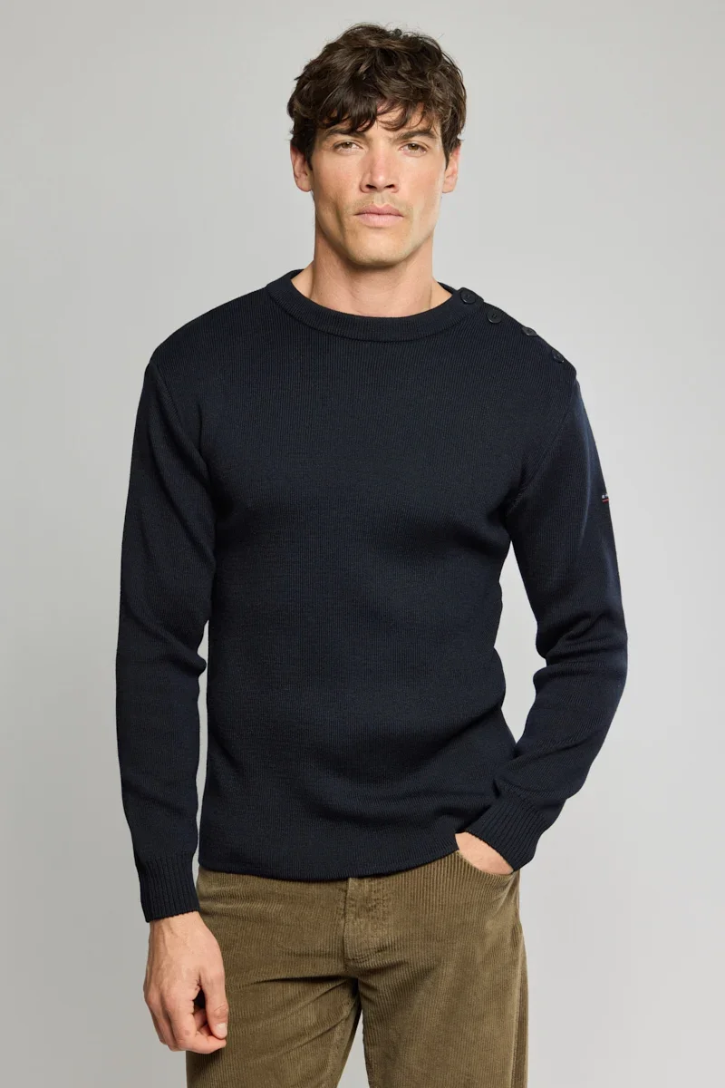 Trendy Pull marin uni Paimpol - laine Excellent