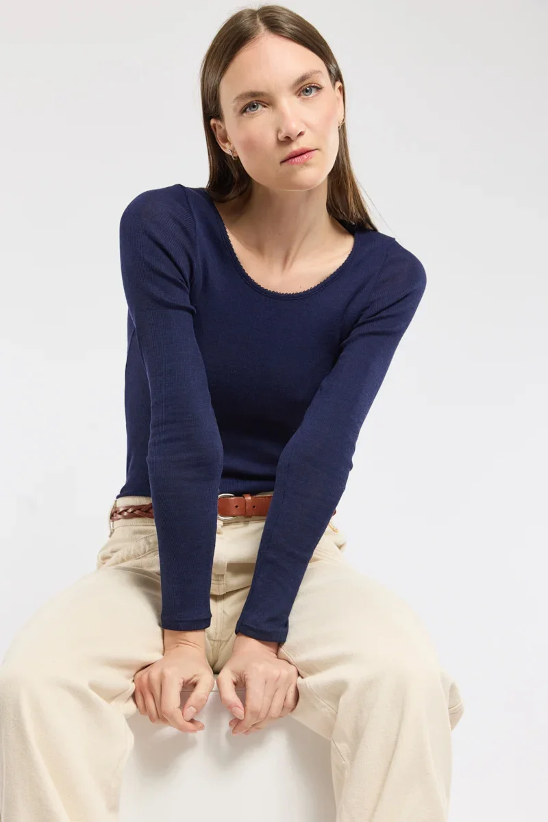 Certified T-shirt manches longues - laine et soie Effective