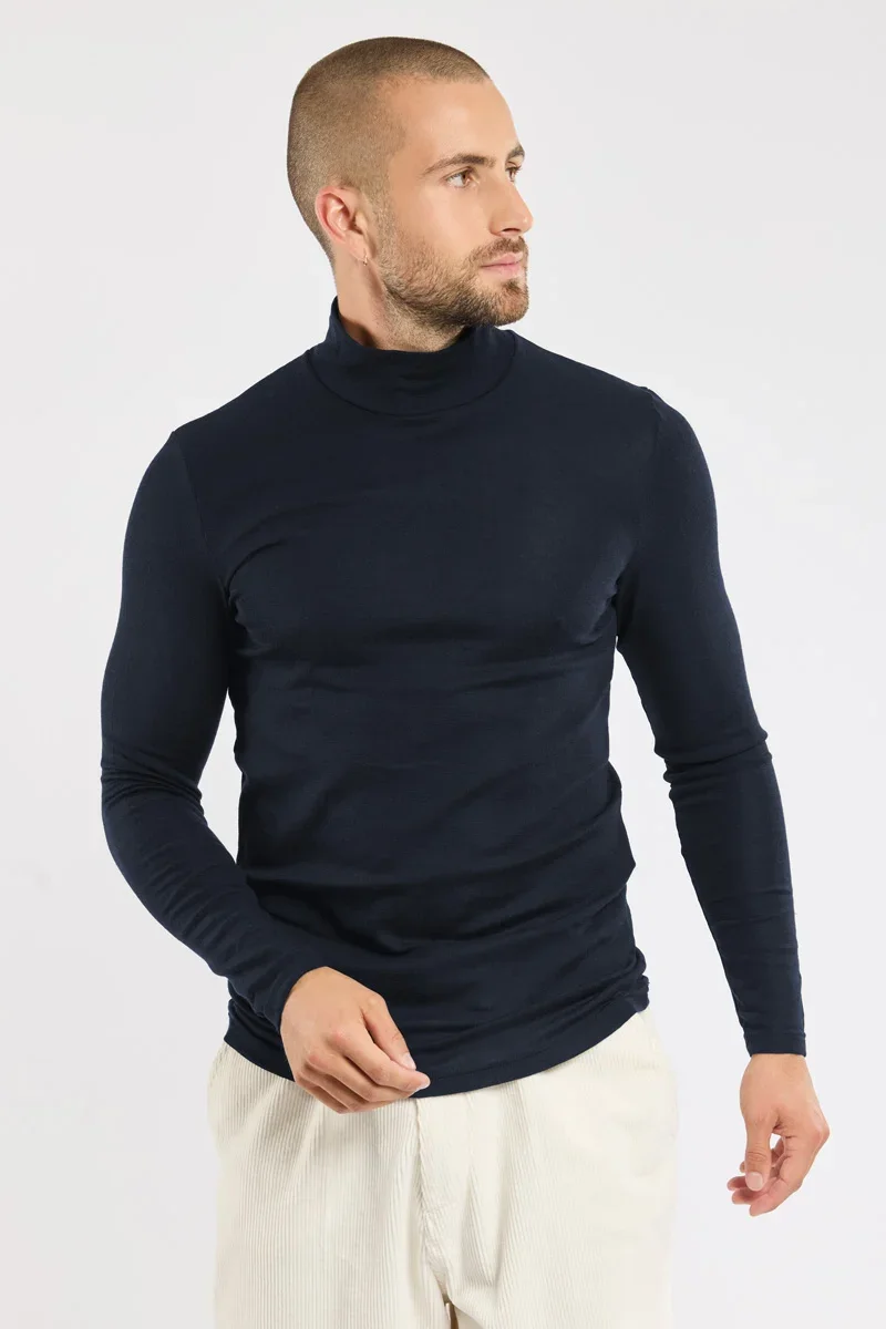 Selected High-neck ML T-shirt - wool Responsible