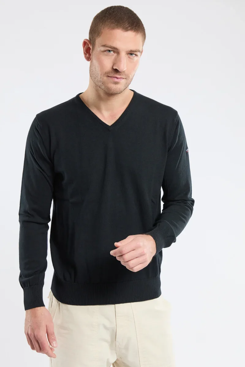 Fashionable Pull col V Henvic - coton Environmentally Friendly