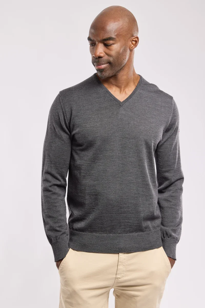 Luxury Pull col V Noyal - laine mérinos Original Design