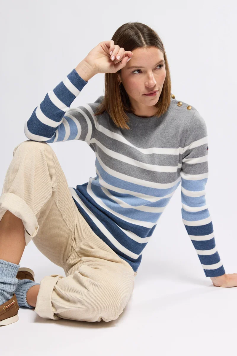 Refined Striped sailor sweater - merino wool High-Quality