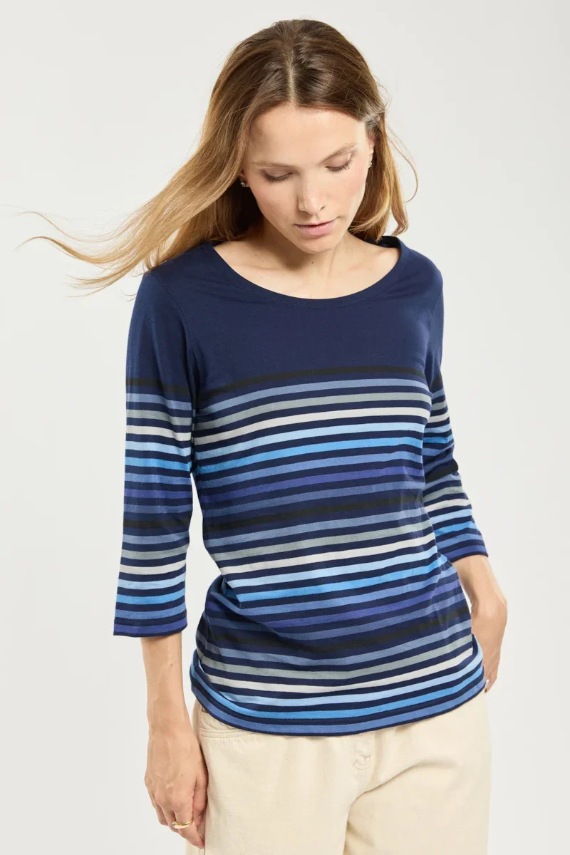 Environmentally Friendly 10-colour striped top - cotton Stylish