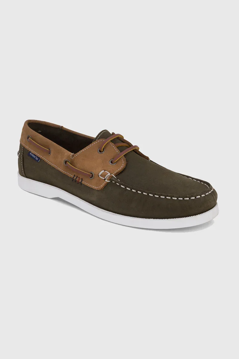 Convenient Chaussures bateau Frehel kaki - cuir Excellent