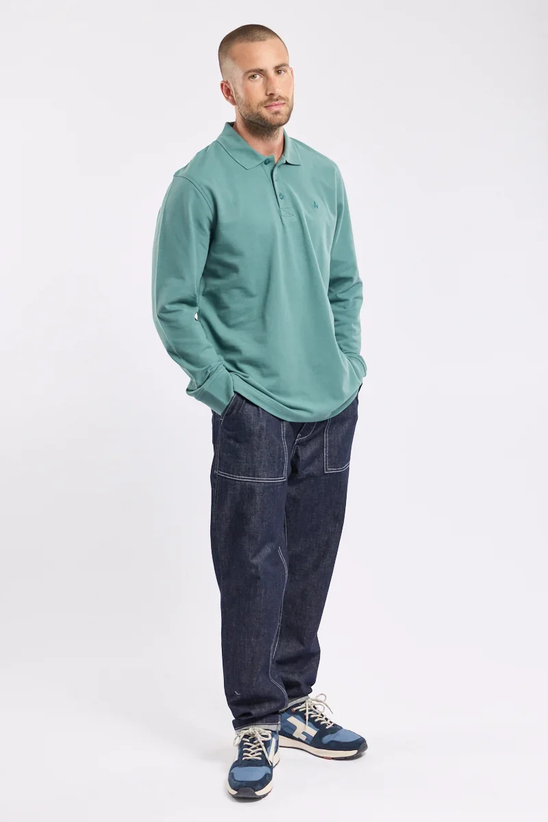 Recyclable Long-sleeved polo shirt - piqué cotton Easy-to-Use