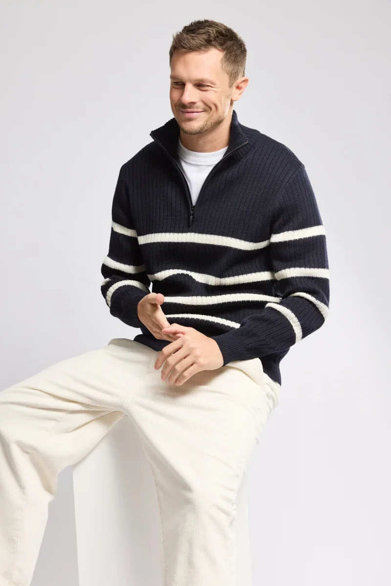 Solid Zip-neck jumper - wool Minimalist