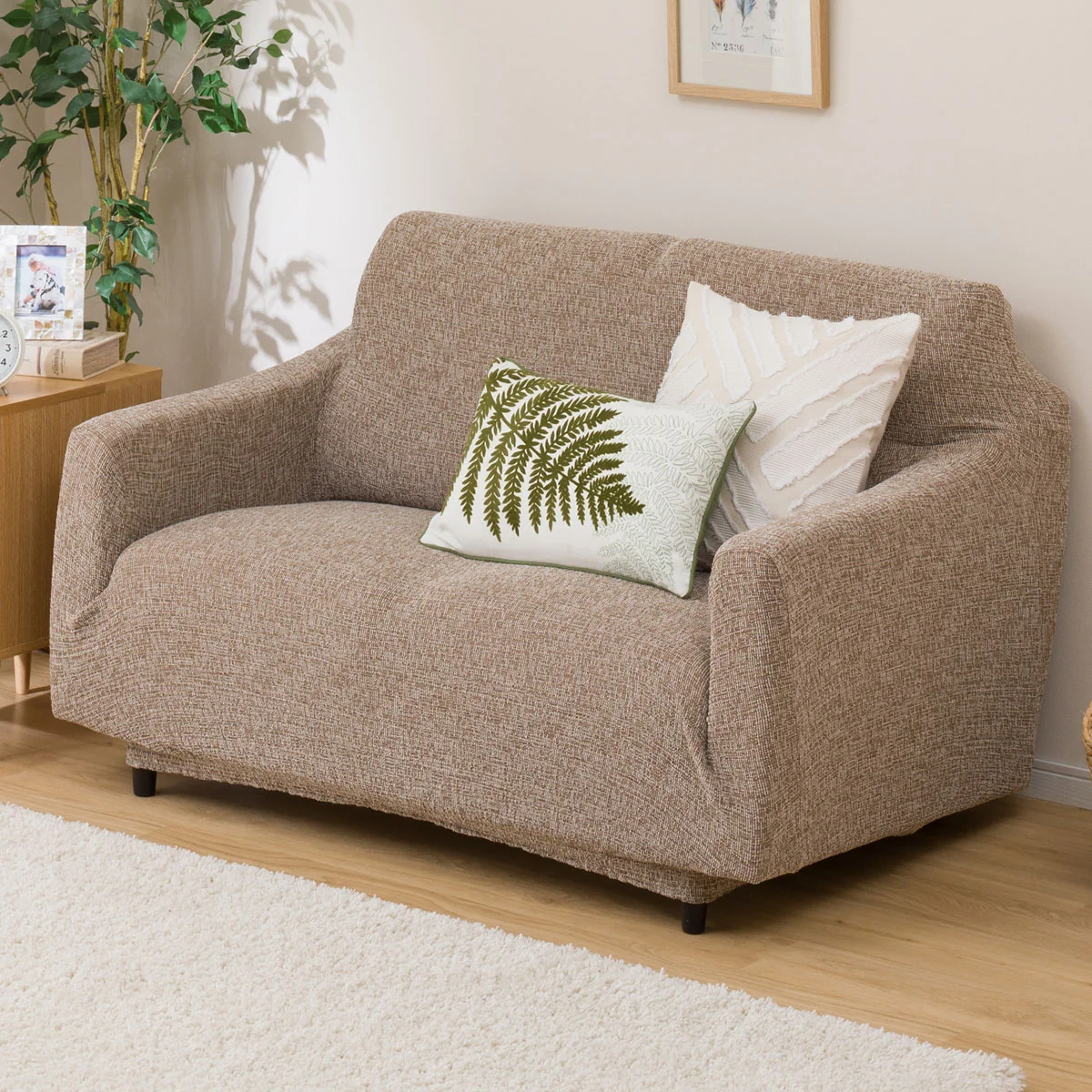 Pure STRETCHED SOFA COVER WITH ARM RESIST2 2P BR Fine