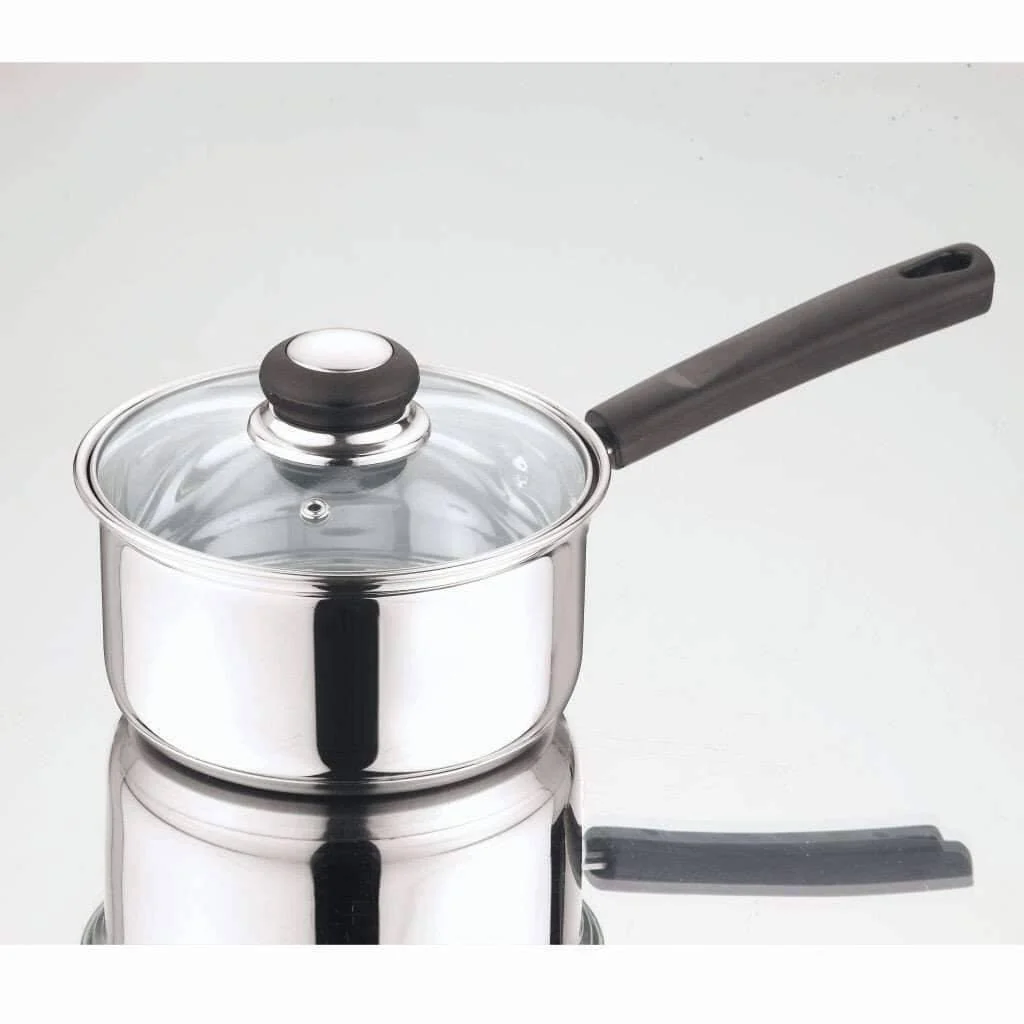 Flexible Stainless Steel Sauce Pan with Glass Lid-16cm Authentic
