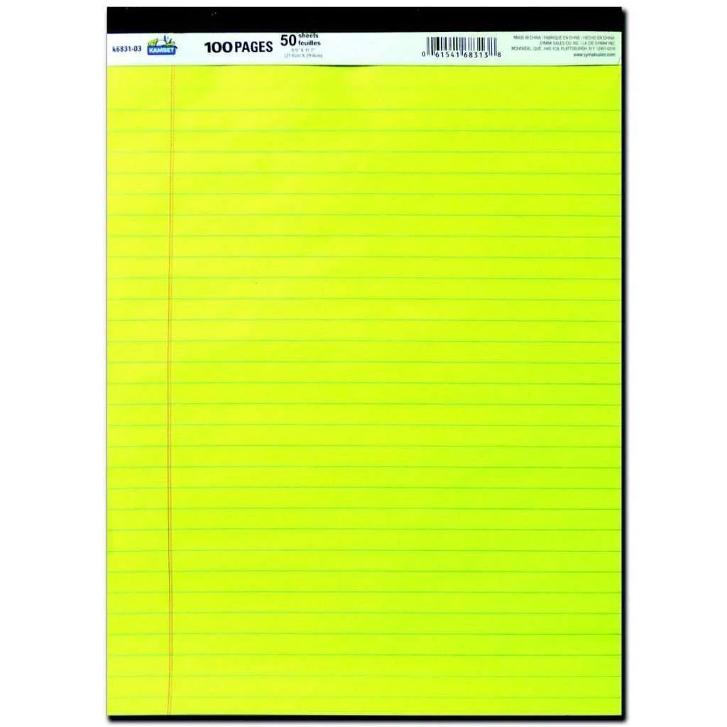 Healthy Legal Pad - 50 Yellow Modern