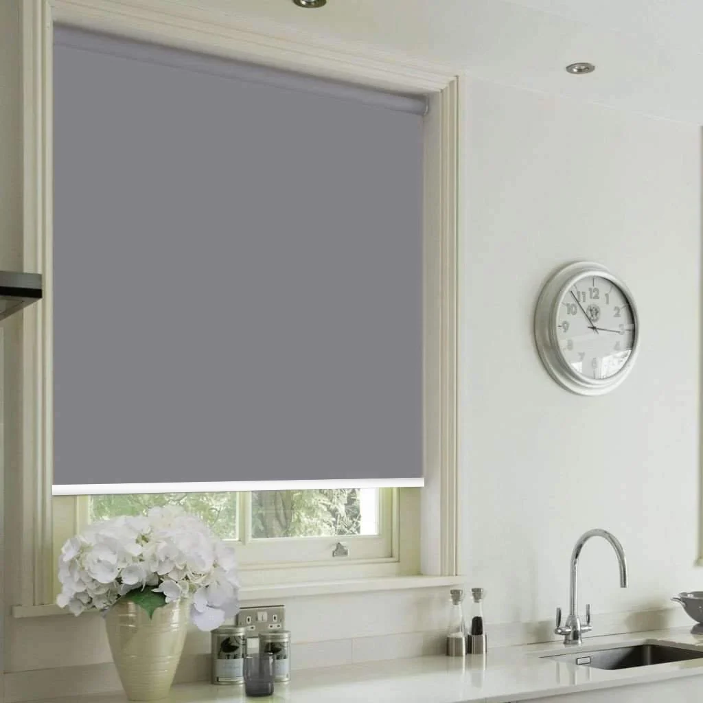 Solid Blackout Roller Shades Grey Easy-to-Use