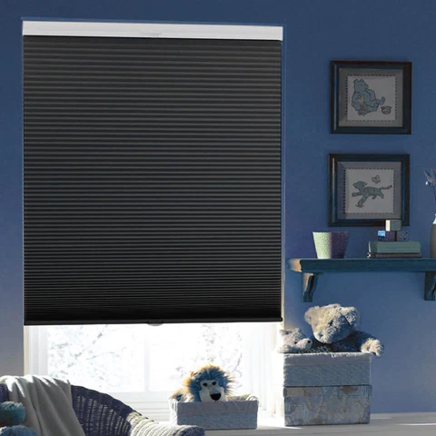 Responsible Cordless Blackout Pleated Cellular Blinds Black Comfortable