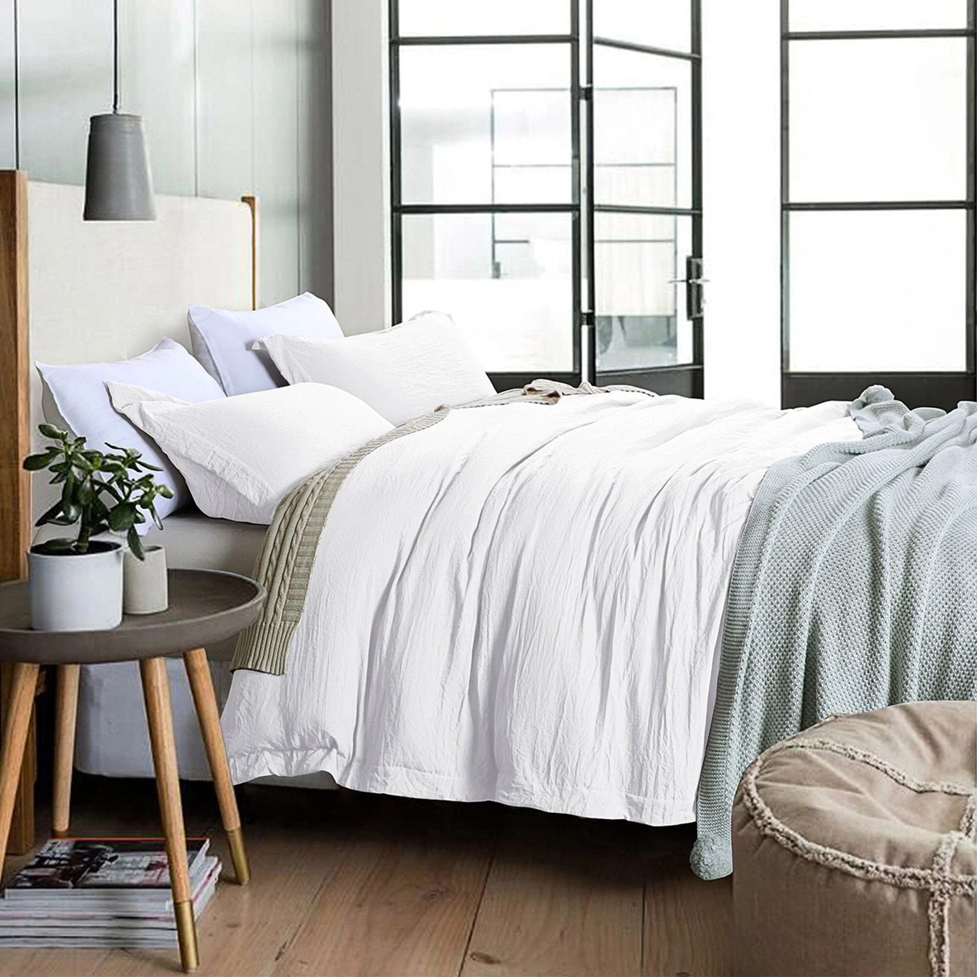 Exclusive Stone Washed Bamboo Feel 3 Piece Duvet Cover Set Recyclable