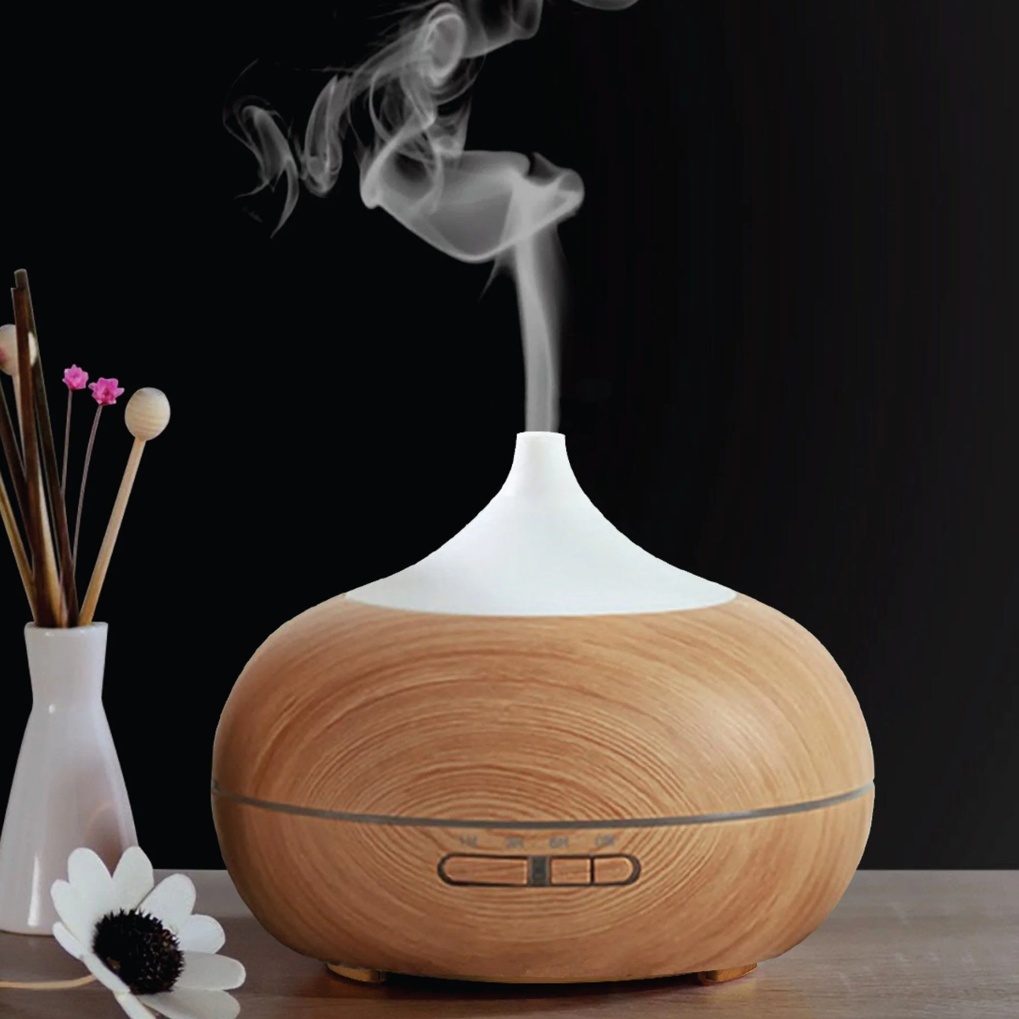 Flexible Bamboo Designed Diffuser with LED lights - 400 ml Carefully Designed