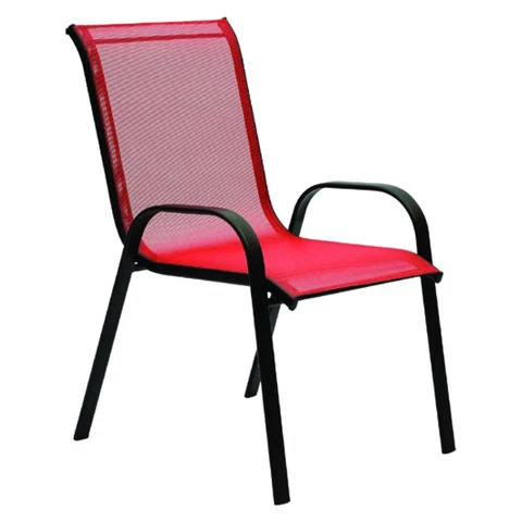 Elite Outdoor Stackable Textilene Chair - Red Fine Crafted
