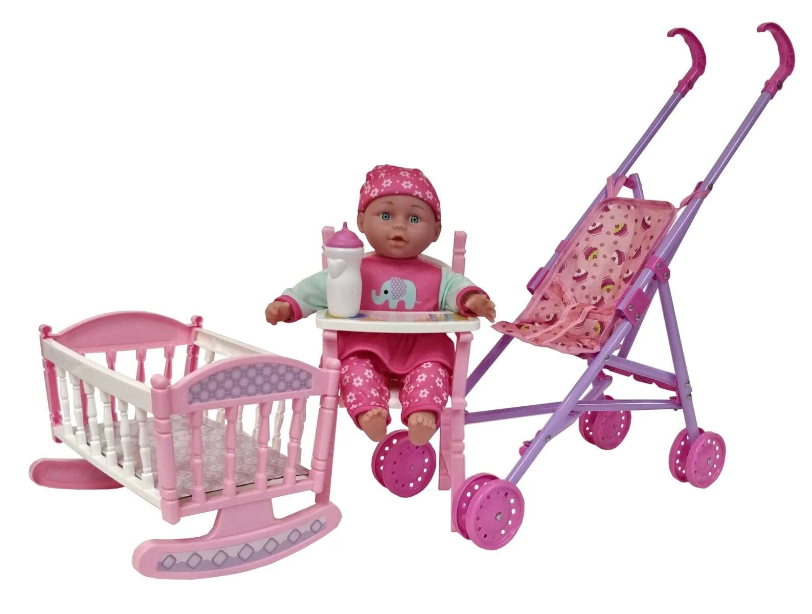 Green 13in Sweetums Doll Stroller Set 5 In 1 Professional