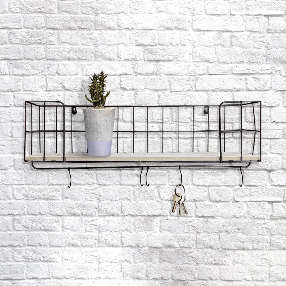 Long-Lasting Wall Shelf with Hooks Modern