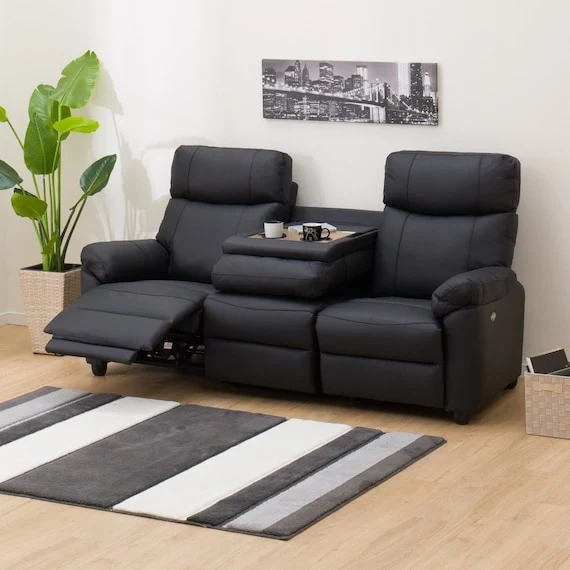 Dependable 3P ELECTRIC SOFA WITH TABLE GRAZE2 BK High-Quality