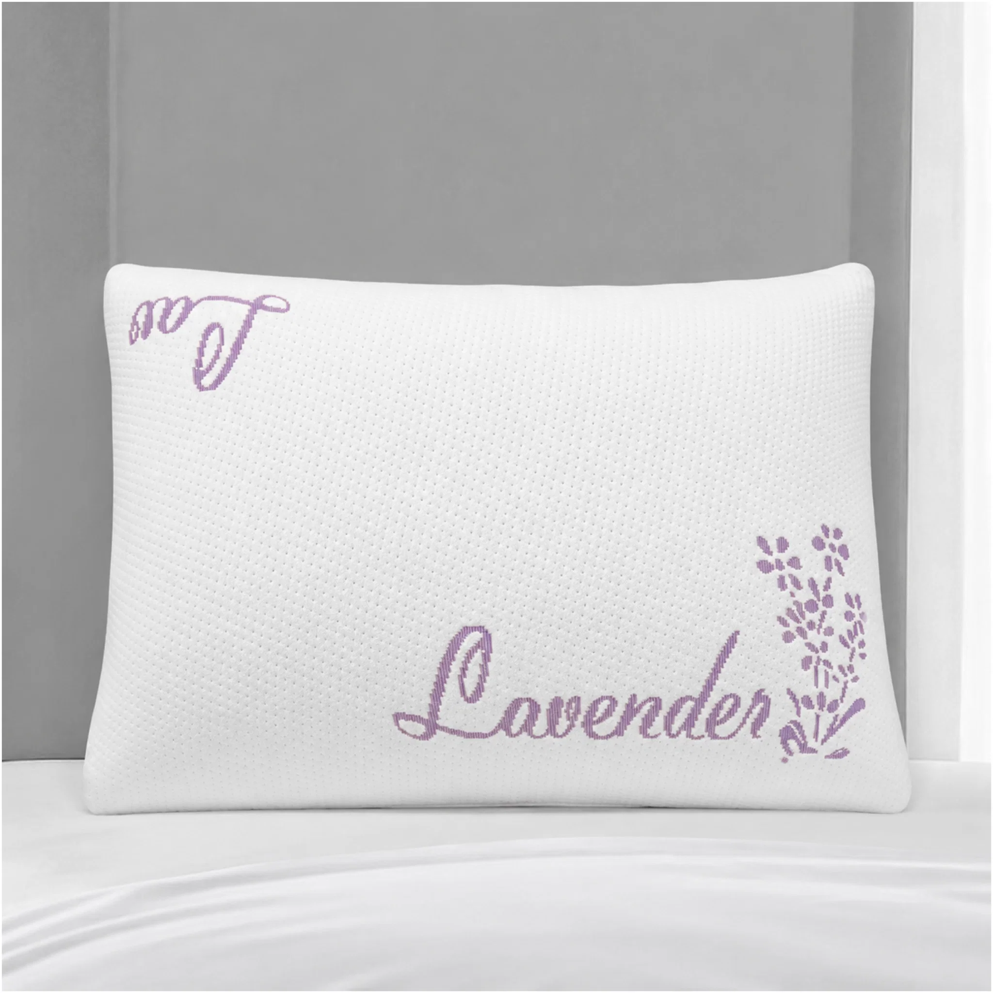 Outstanding Memory Foam Pillow with Lavender Cover Solid