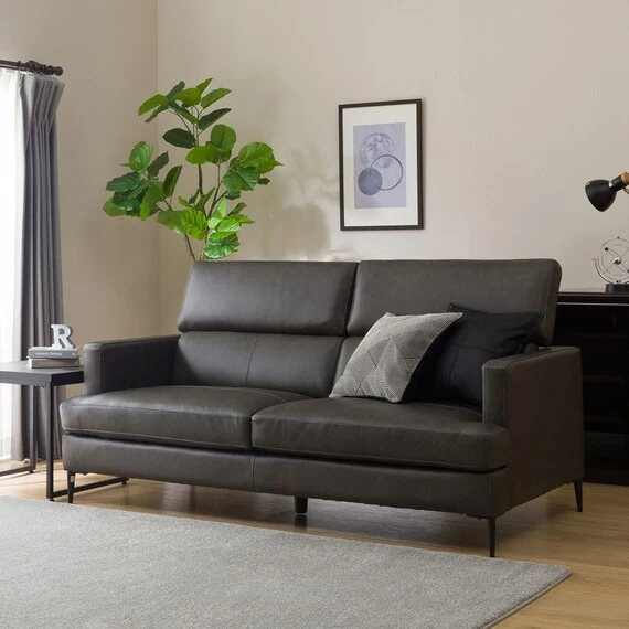 Clean 3P SOFA SATHERLA LEATHER-C2 DGY Minimalist