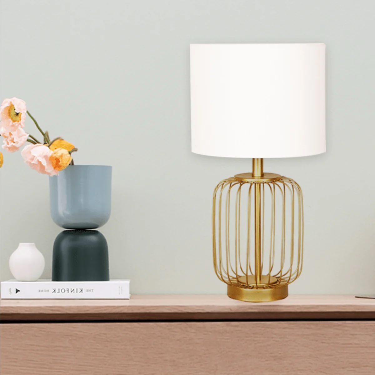 Minimalist Table Lamp Gold Cage Versatile