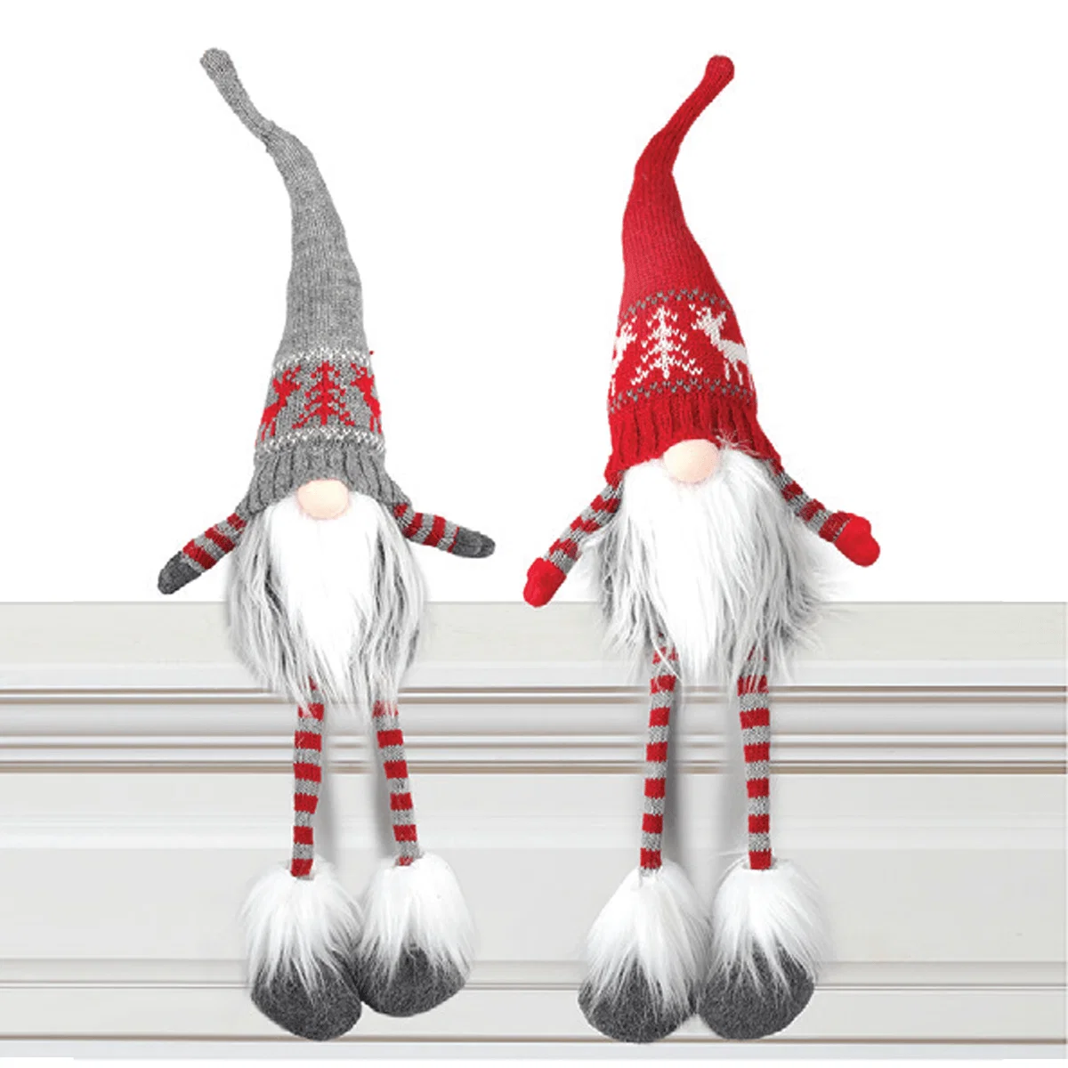Innovative Fabric Sitting Gnome Santa With Dangling Legs Recyclable