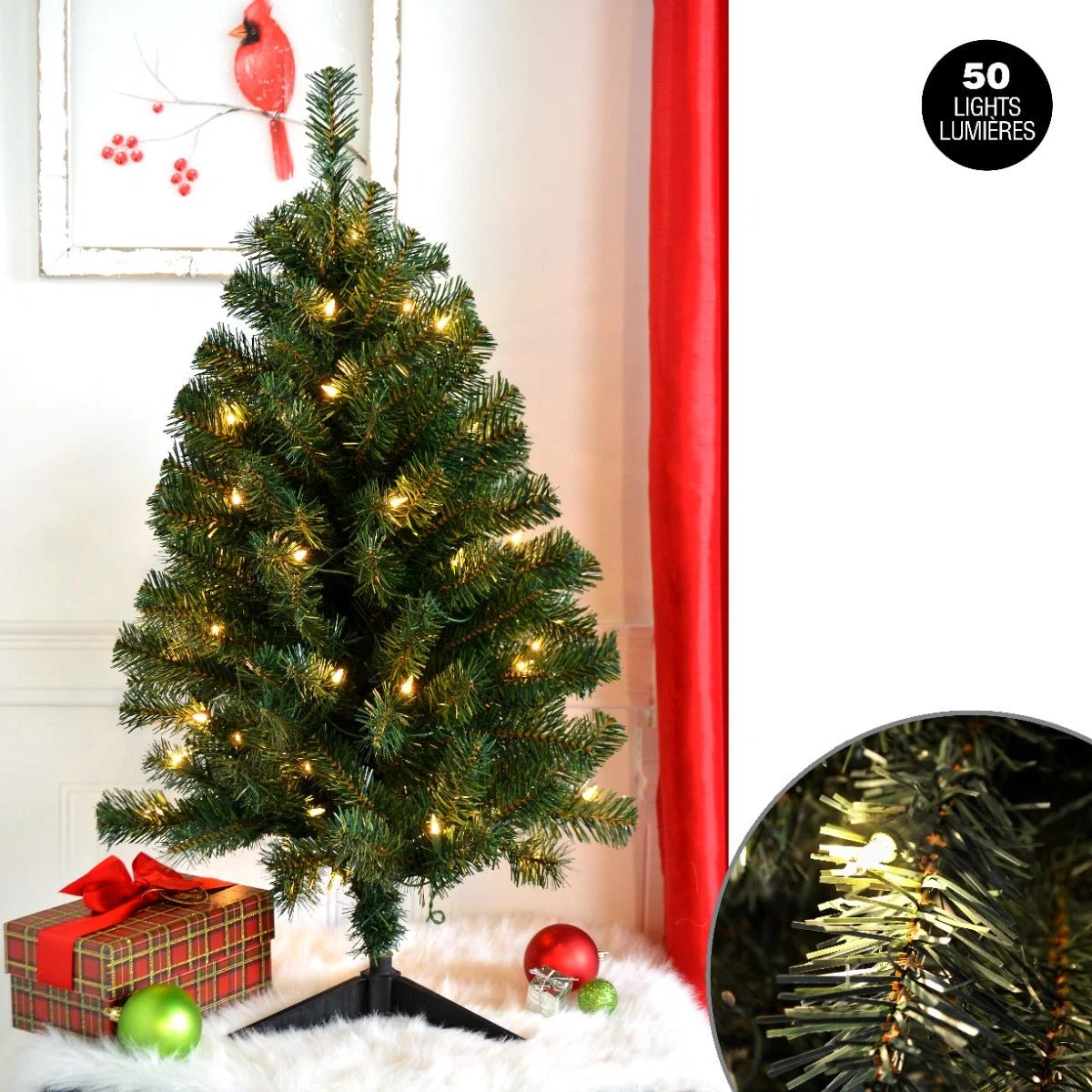 Trusted 3' Prelit Noble Tree 152tips Clear Lights Solid