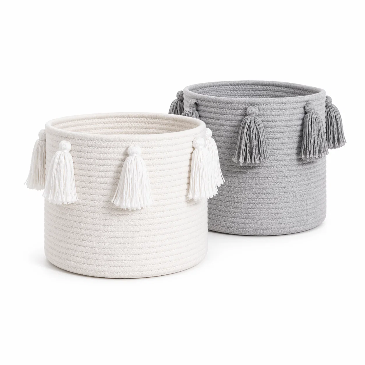 Environmentally Friendly Fabric Basket 25 x 20 cm with tassels High-End