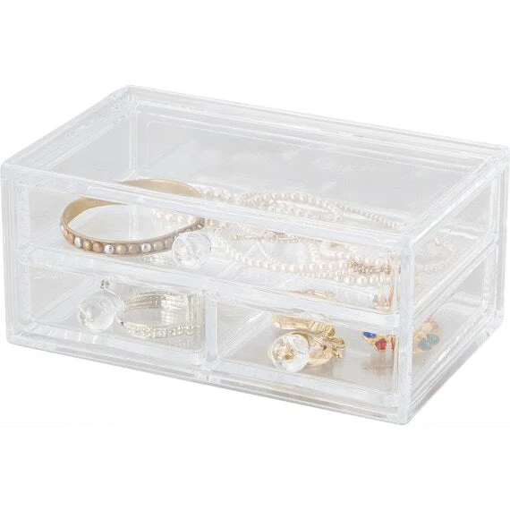 Crafted ACRYLIC COSMETIC CASE W DRAWER LUCENT L W21.4D18.5H17 Green
