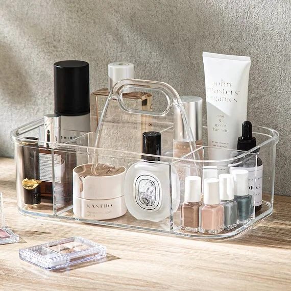 Modern ACRYLIC STACKABLE CADDY W HANDLE M W28D17H15 Trusted
