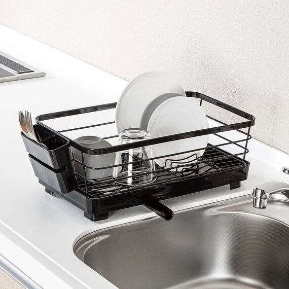Minimalist DISH DRAINER DOUBLE COATING 1TIER-SLIM BK Practical