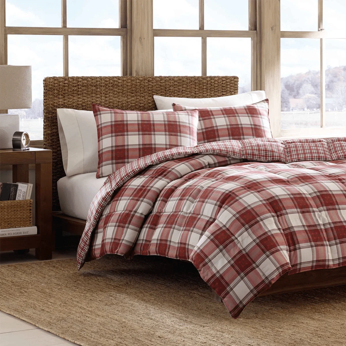 Safe GLEN Cotton Flannel Comforter Set Red Secure