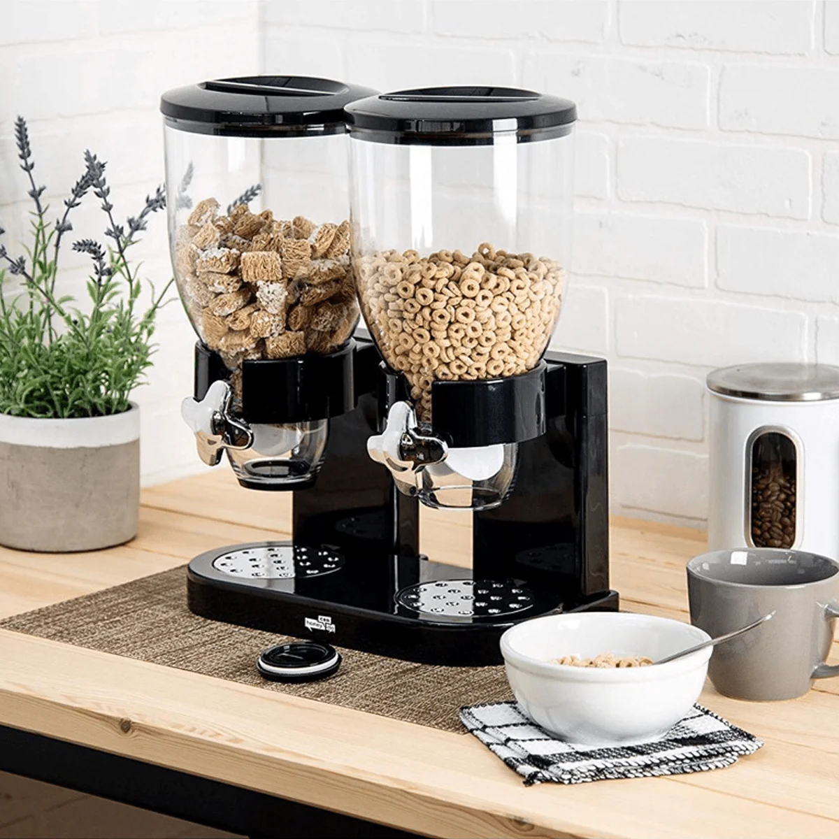 Functional Double Dry Food and Ce Dispenser with Portion Control Lightweight