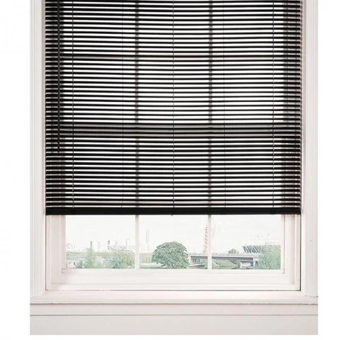 High-Grade Horizontal Cordless PVC Mini Blinds Black Efficient