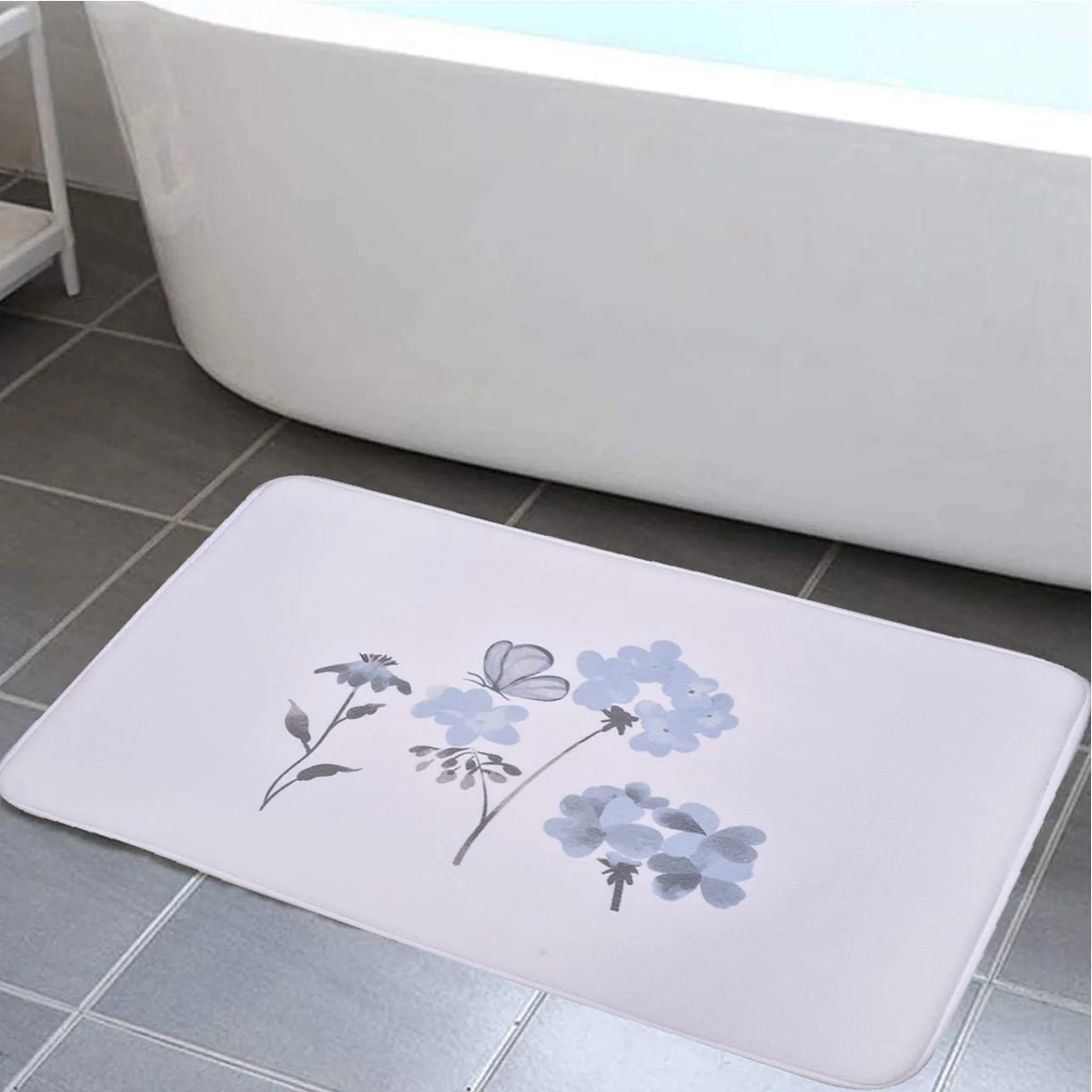 Fine Florance - Memory Foam Bath Mat 20x30 Blue Natural