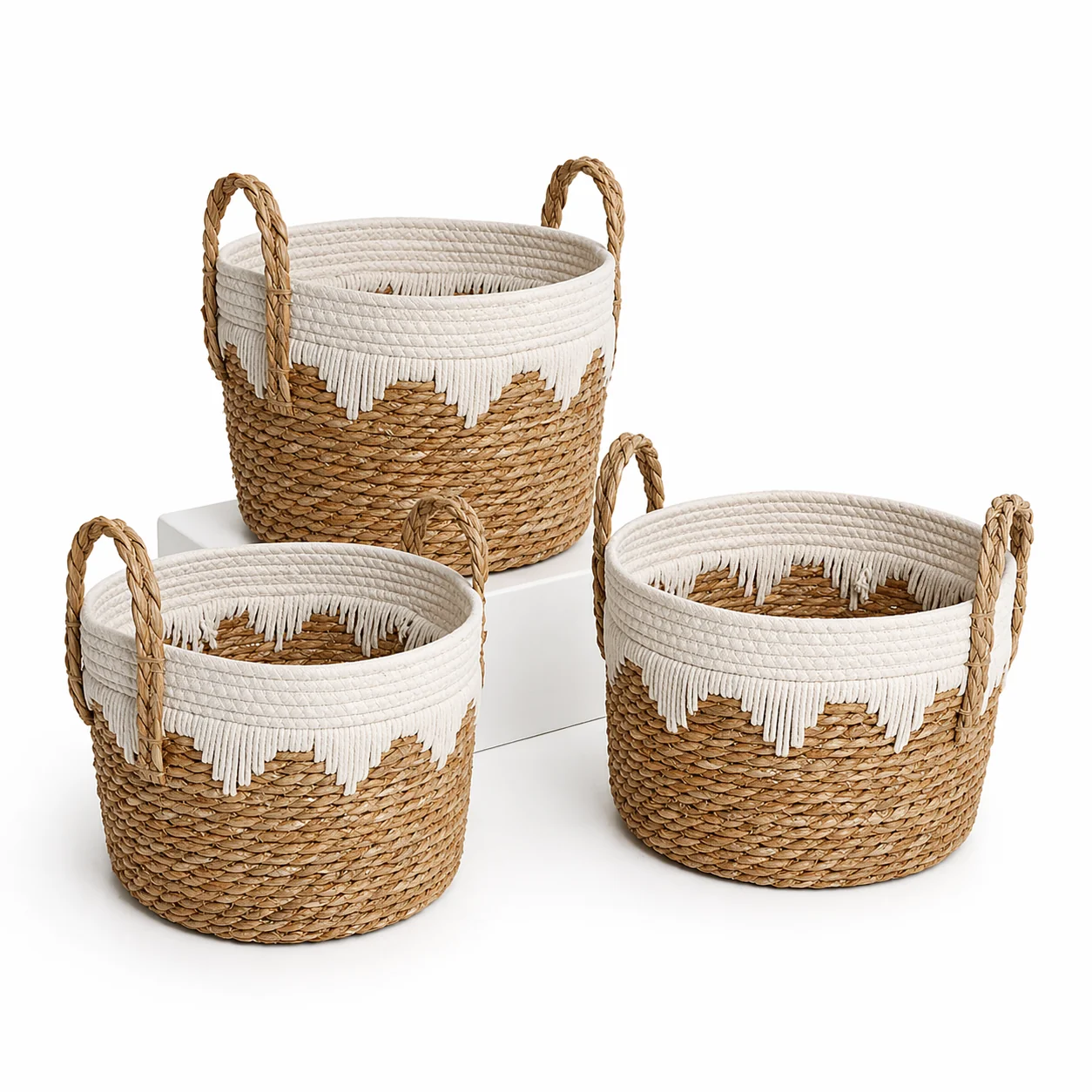 Modern Basket White Design Natural Fiber Practical