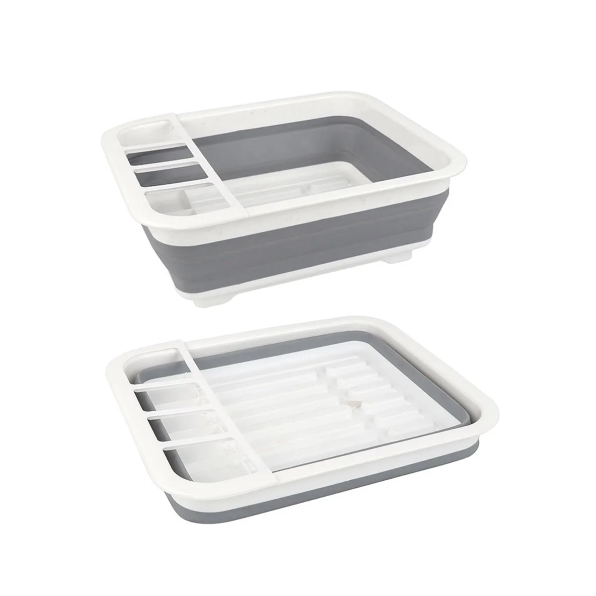 Expertly Made Collapsible Dishrack White Grey Natural