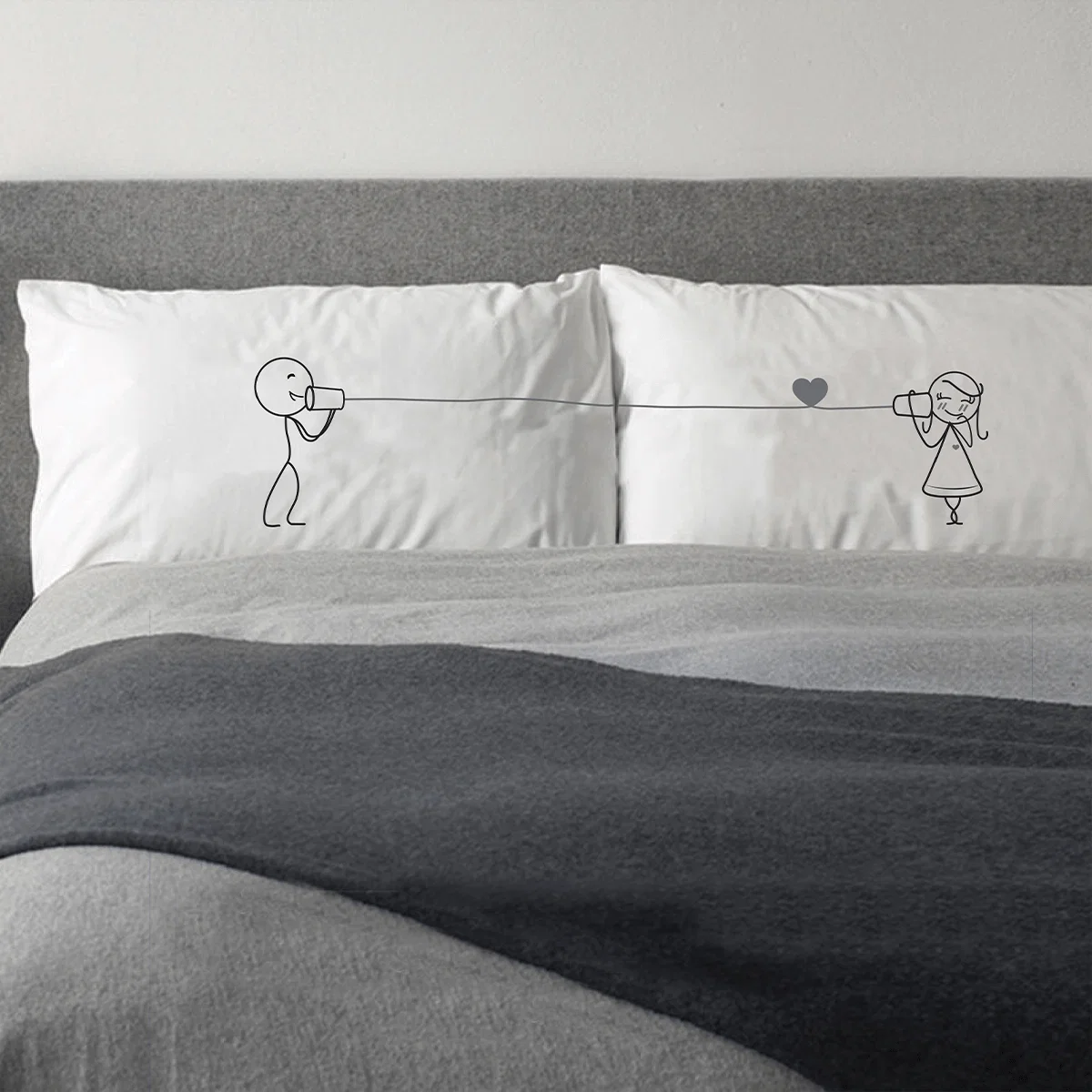 Natural Pair Of His Her Matching Pillowcases Artisan