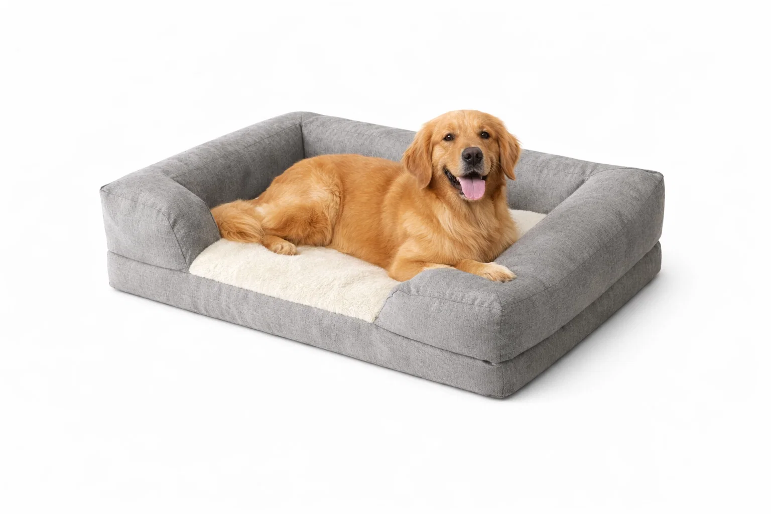 Advanced Plush Comfort Pet Bed with Supportive Bolsters Enhanced
