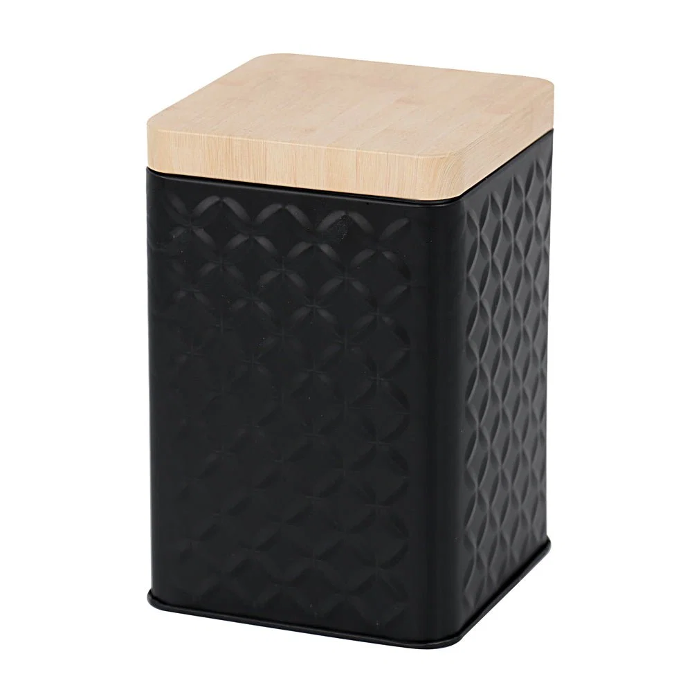 User-Friendly Square Metal Tin Box with Bamboo Lid Assorted Colors High-End