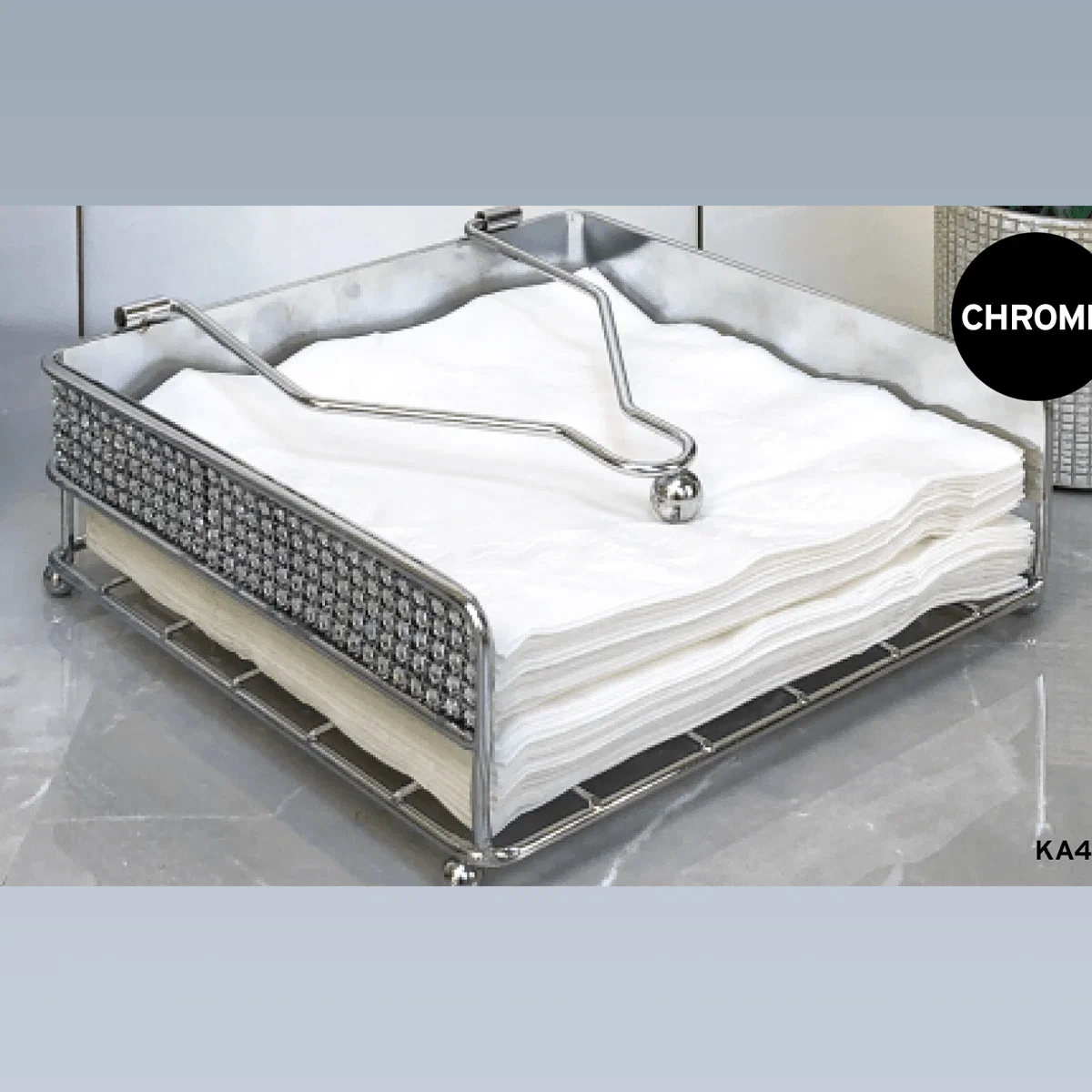 Consistent Chrome Tissue Holder With Fake Diamond Decoration Relaxed