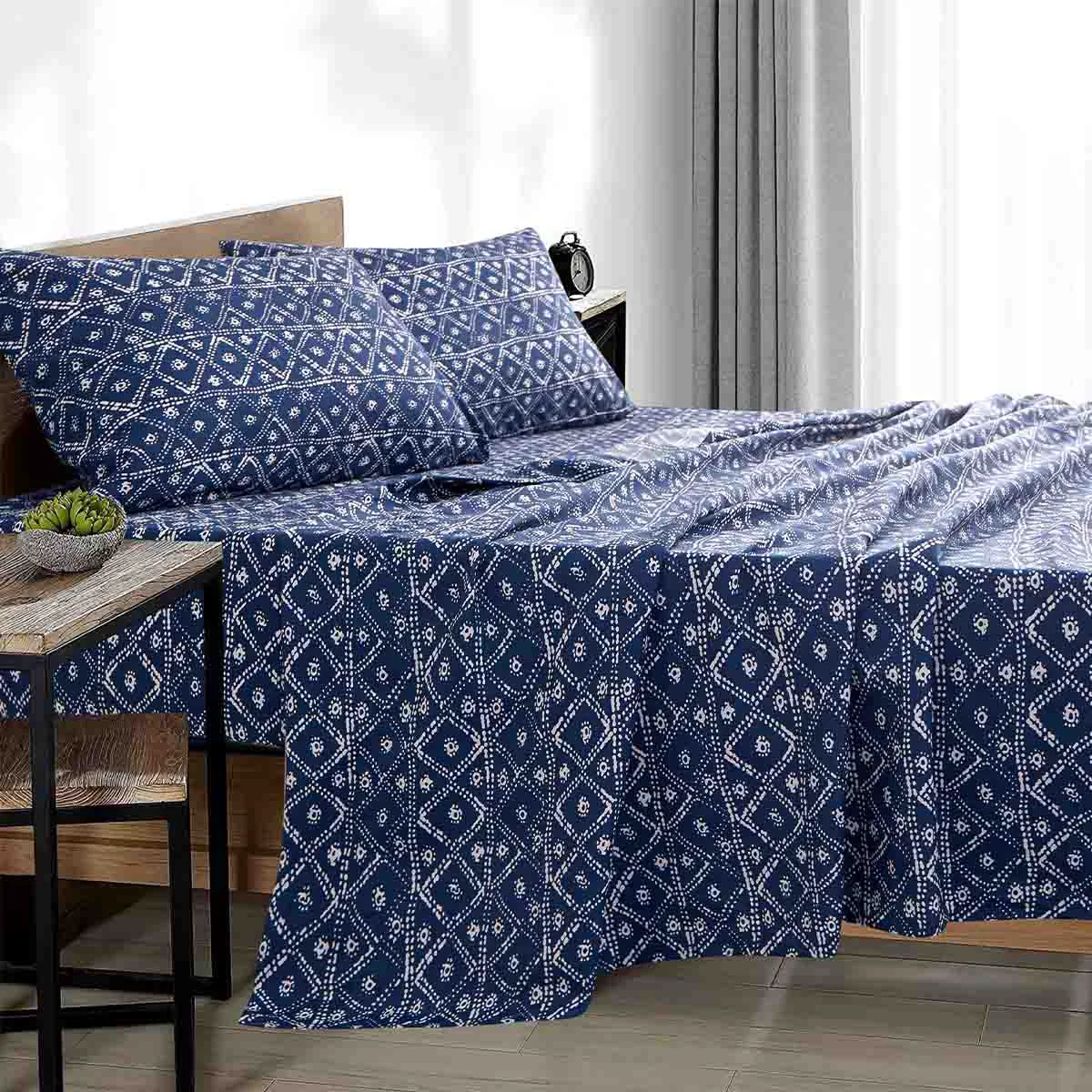 Green Indigo Microfiber Sheet Set Clean