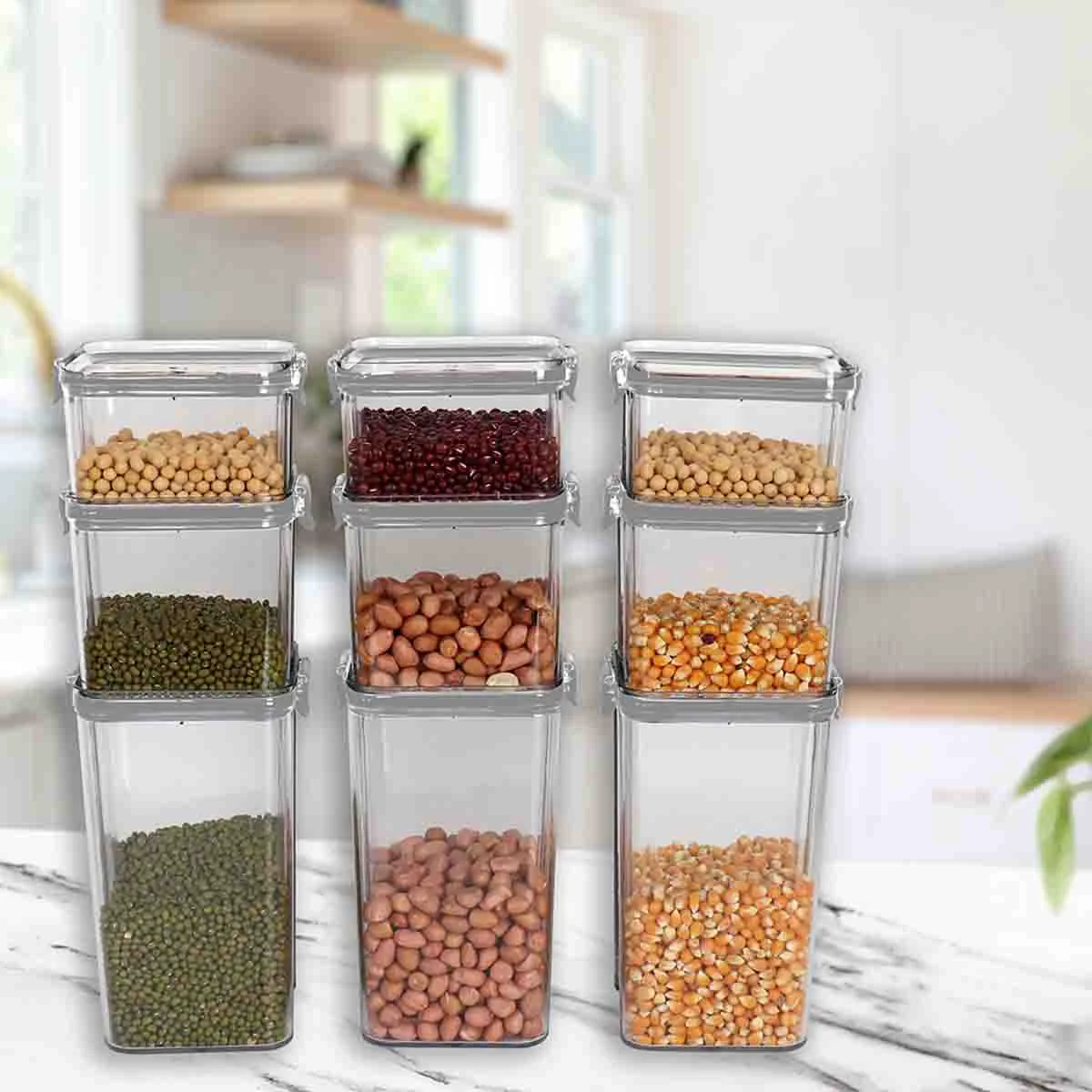 Enhanced 9pcs Airtight Container Set Grey Elegant