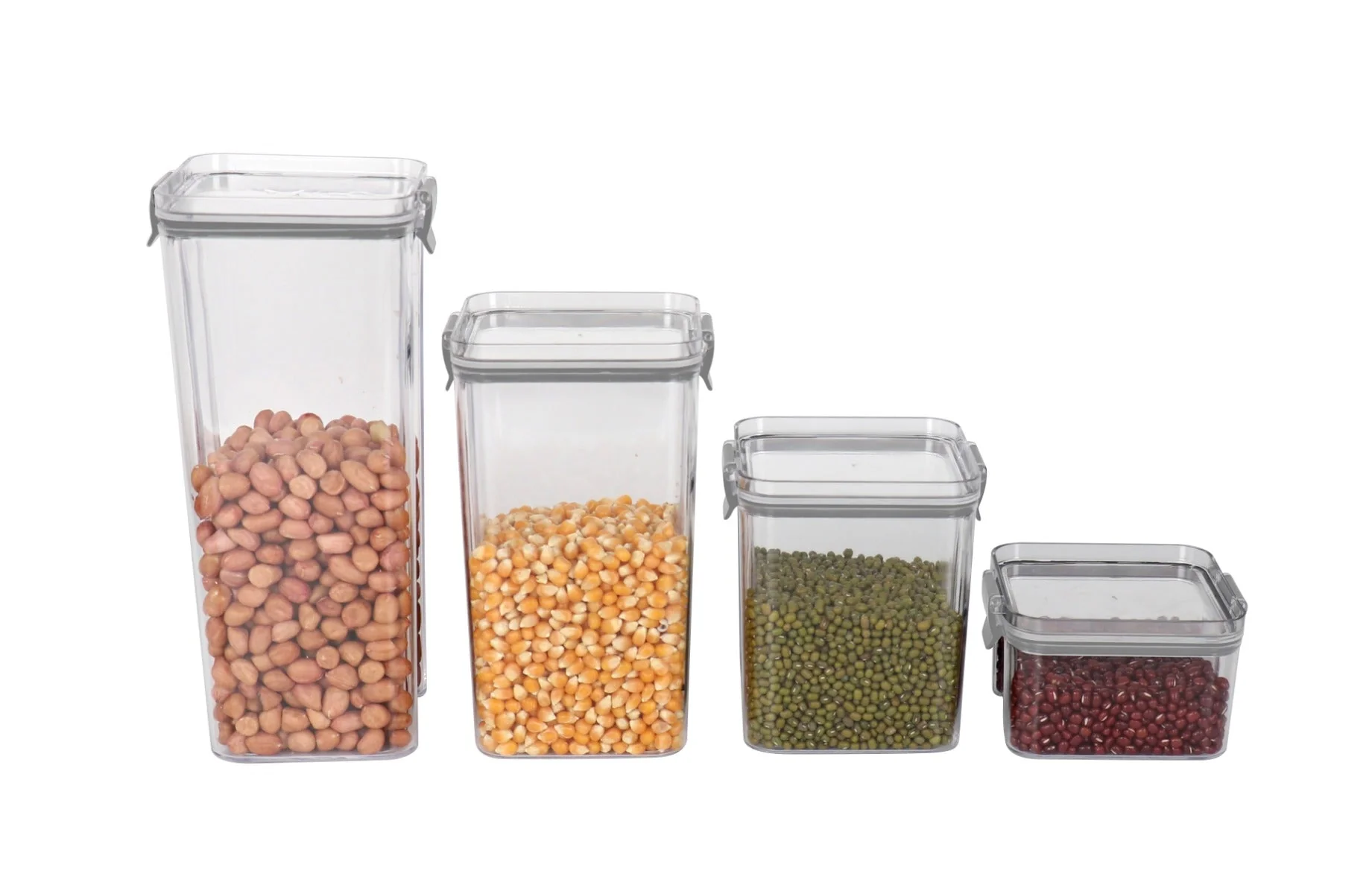 Consistent 4pcs Airtight Plastic Container Set With Lid Comfortable