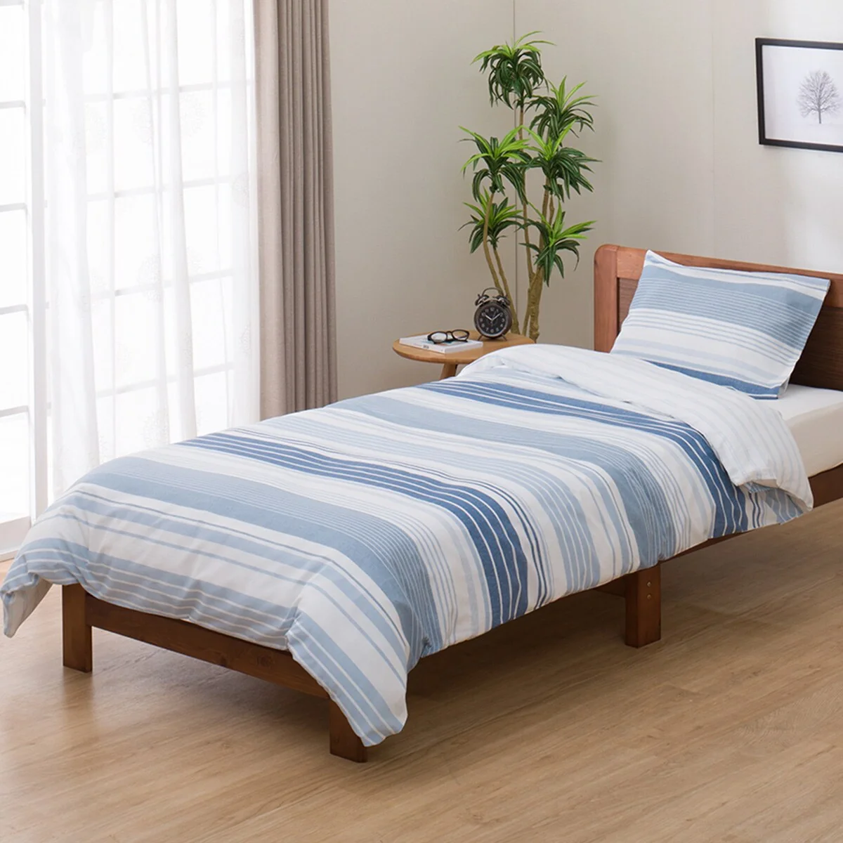 Natural QUILT COVER PT36 STRIPED PATTERN BL S Solid