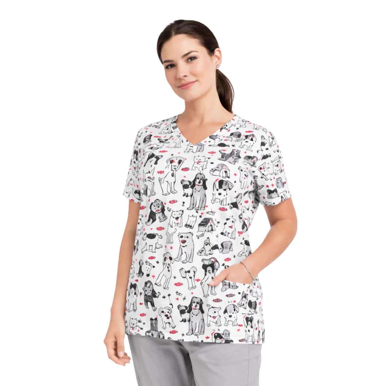 Healthy Printed V-Neck Scrub Top Official